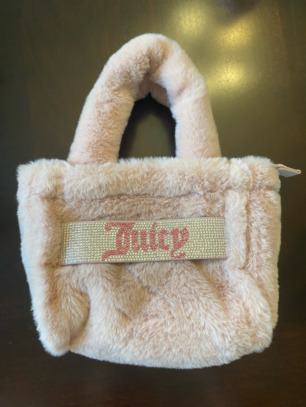 Juicy Couture Blush Pink Faux Fur Handbag with Logo Lining